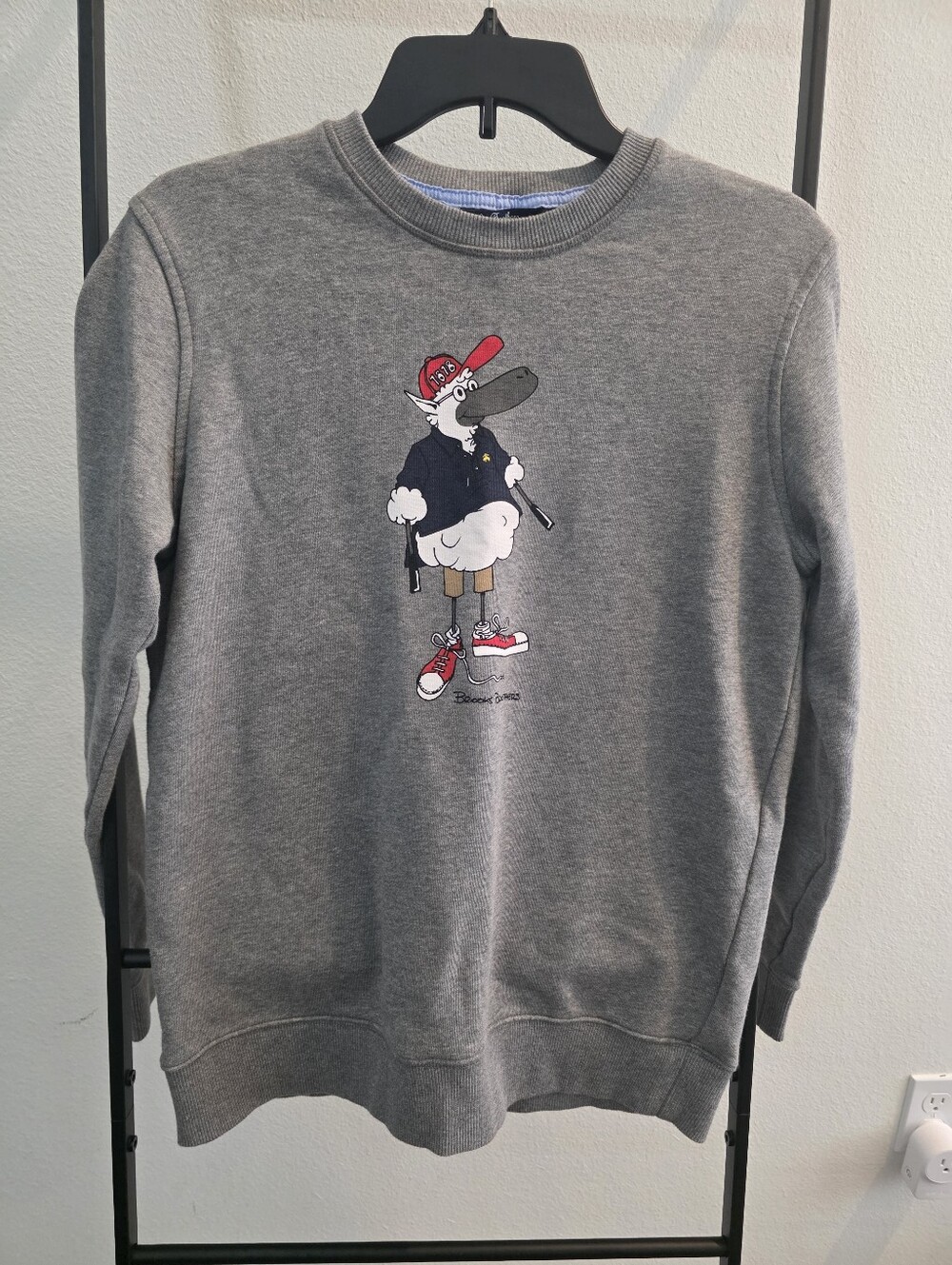 Brooks Brothers Grey Crewneck Sweatshirt with Red Accent Graphic